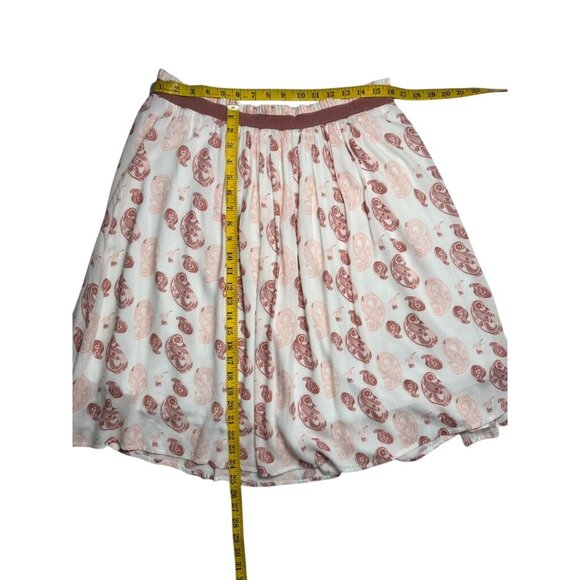 DE Collect-Inspired Cream & Rust Paisley Print Pleated Midi Skirt Size L ,With E - Picture 3 of 6